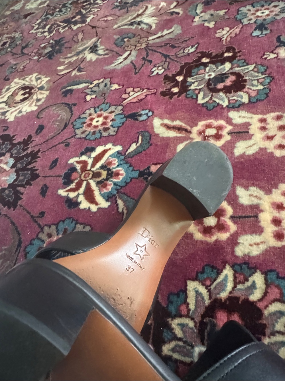 Dior Black Leather Mules with Gold CD Emblem - Picture 9 of 12